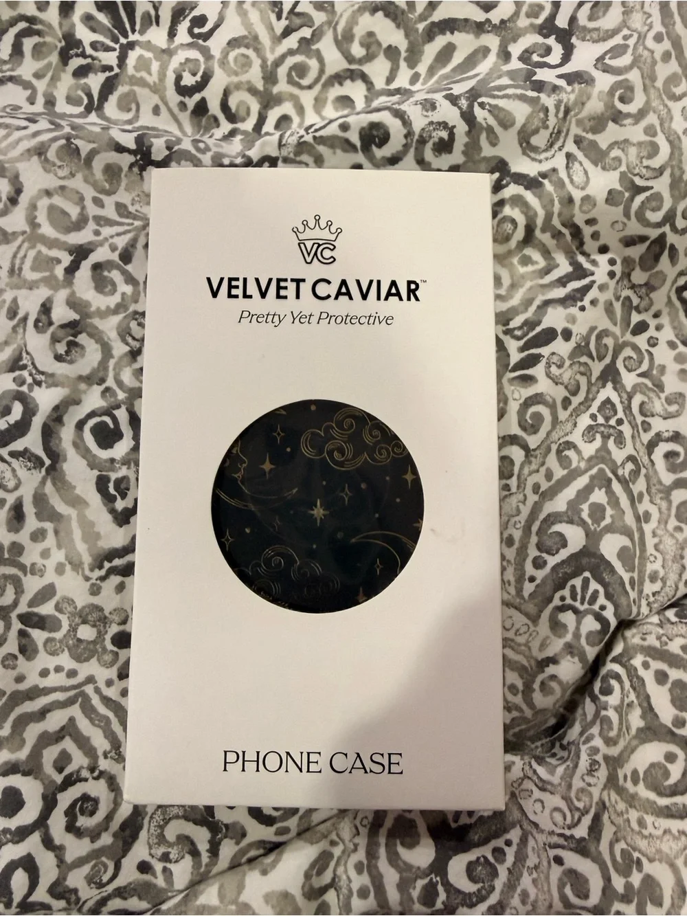 Velvet Caviar Case with Gold Moon & Star Design